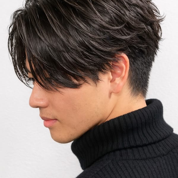 メンズ ニュアンスパーマ フェザーパーマ 理容室 バーバー