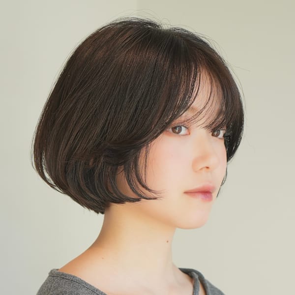 丸みショート・ボブ/丸顔/前髪あり/絶壁解消/30代/40代|INCEPTION  GINZA 銀座