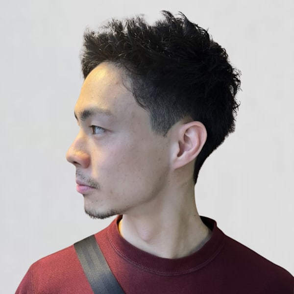 メンズカット アップバング ビジネスヘア 刈り上げ 短髪