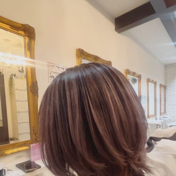 柔らか立体感バレイヤージュウルフ[髪質改善]