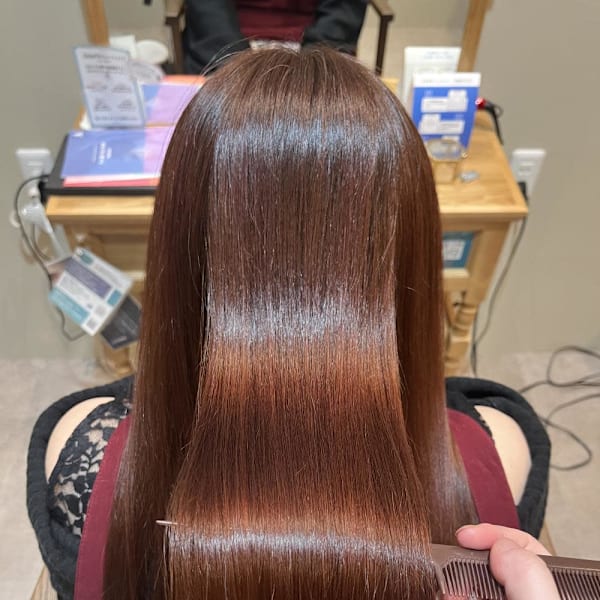 ロング : 艶感レッドブラウン : 50代