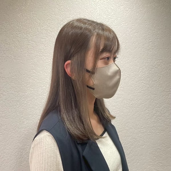 レディースミディアムスタイルインナーカラーベージュカラー|agir hair 所沢 【アジールヘア】 所沢プロペ通り店