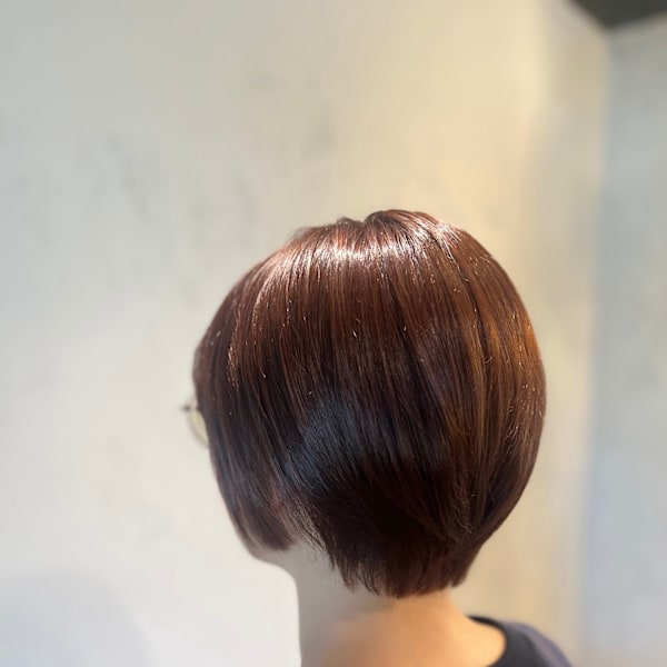 丸みショート × 艶ブラウン