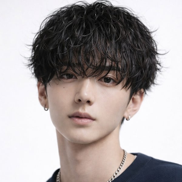 毛流れハンサムショートセンターパートメンズ黒髪爽やか