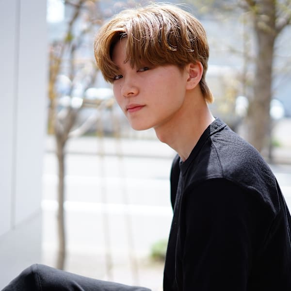 メンズカットハイライトマッシュナチュラルパーマブラック