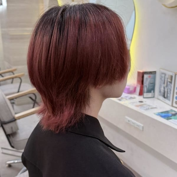 ワインレッド中性ウルフカット♪あゆむ