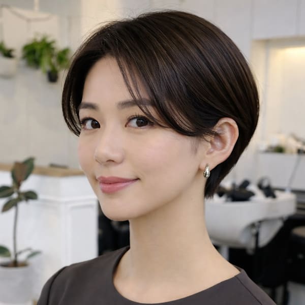 大人ショートボブ/レイヤーショート/前髪なし/30代40代