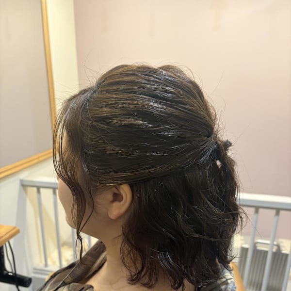 波巻きハーフアップ