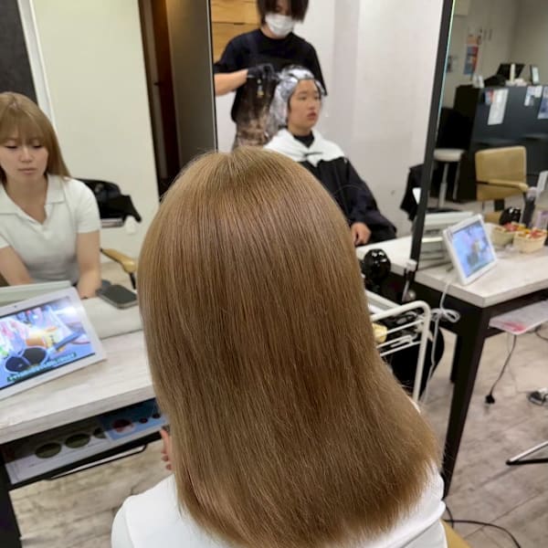 レディースミディアムスタイルミルクティーカラー|agir hair 所沢 【アジールヘア】 所沢プロペ通り店