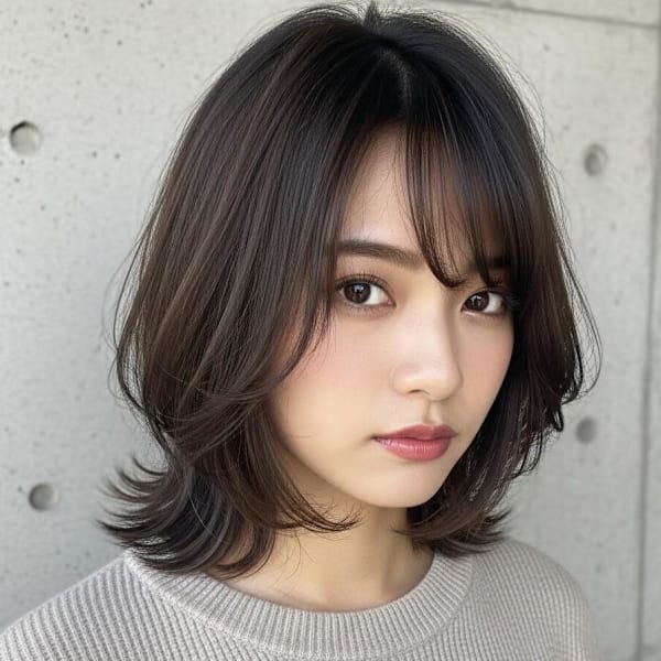 顔周りカットボブ/エンドカラー/ミディアムボブ|FURUSHO 苦楽園