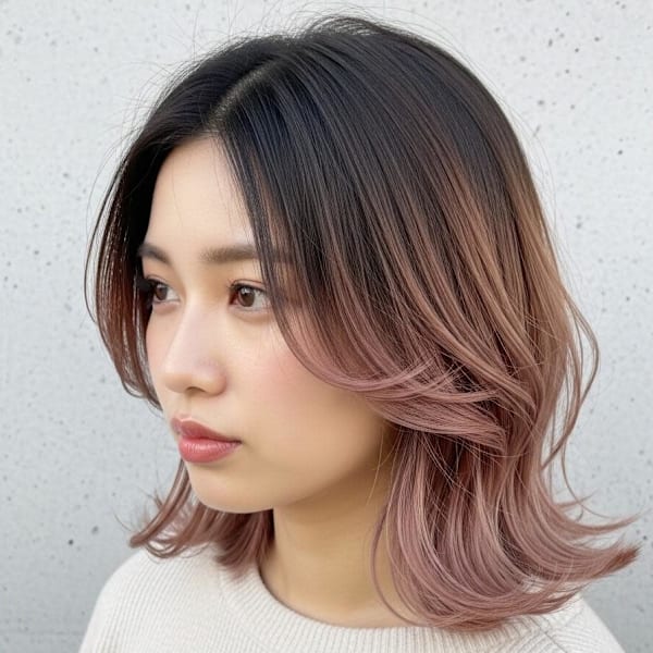 顔周カットボブ/シャギーカット/エンドカラー/大人ミディアム|FURUSHO 苦楽園