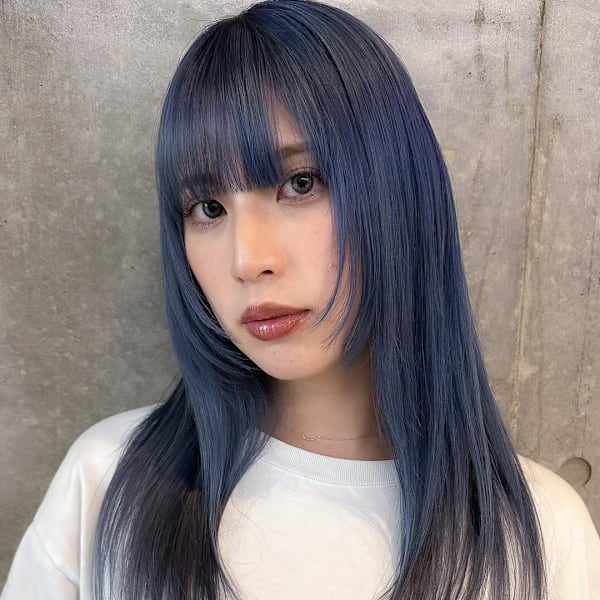 韓国ヘア レイヤーカット アッシュブルー ブリーチ 20代*|CELL