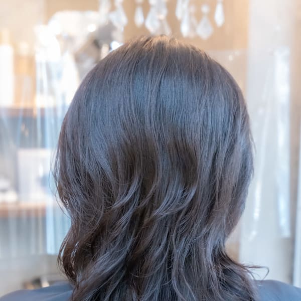 ♪オリーブグレー小顔レイヤーカットクラゲヘアーココアベージュ