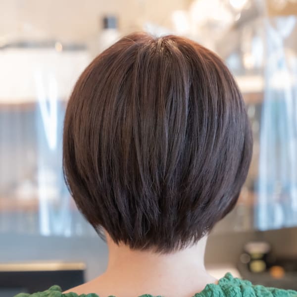 ♪シースルーバング前髪斜めバング艶感黒髪グランマッシュ美髪