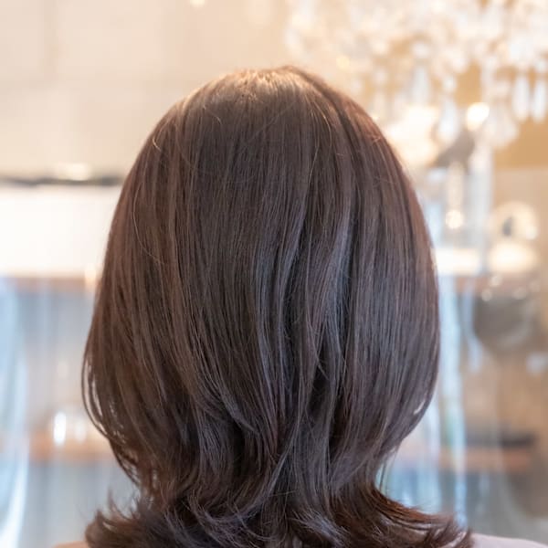 ♪黒髪クラゲヘアーオリーブグレー小顔ココアベージュ薄め前髪