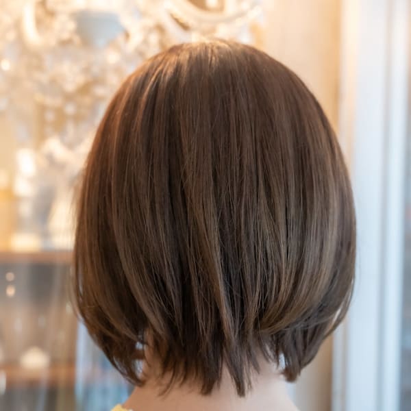 ♪オリーブグレークラゲヘアーココアベージュ小顔レイヤー黒髪
