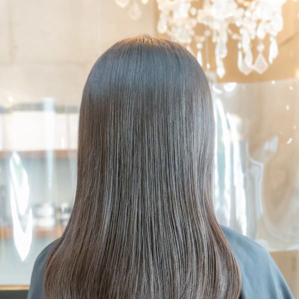♪黒髪クラゲヘアーオリーブグレー小顔ココアベージュ薄め前髪