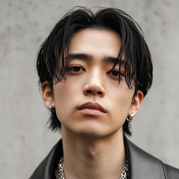 20代 韓国ヘア センターパート マッシュヘア カルマパーマ