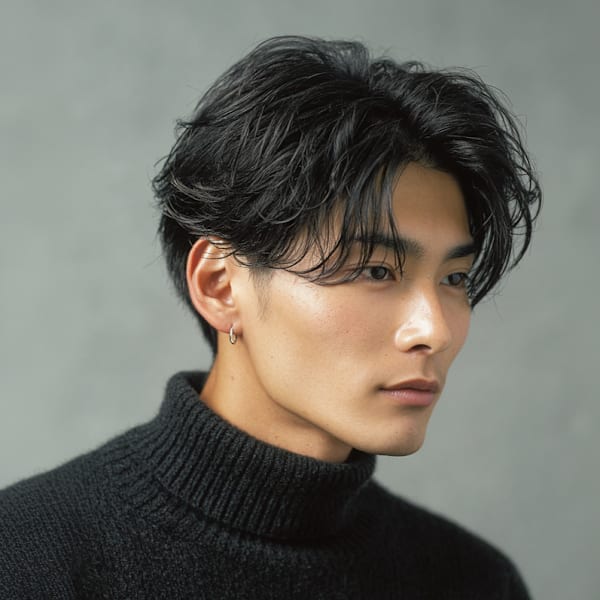 フェザーパーマ ニュアンスパーマ 韓国ヘア アップバング 