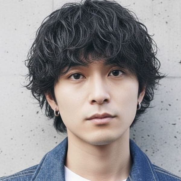 波巻きパーマ マッシュヘア ニュアンスパーマ ツーブロック 