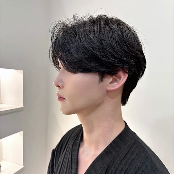 メンズセンターパートヘア