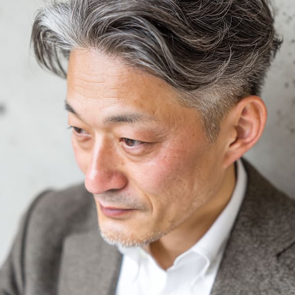 グレイヘアメンズショート