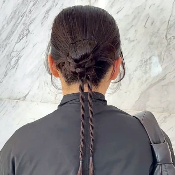 ヘアセット パーティー カチモリ ツイスト編み 結婚式