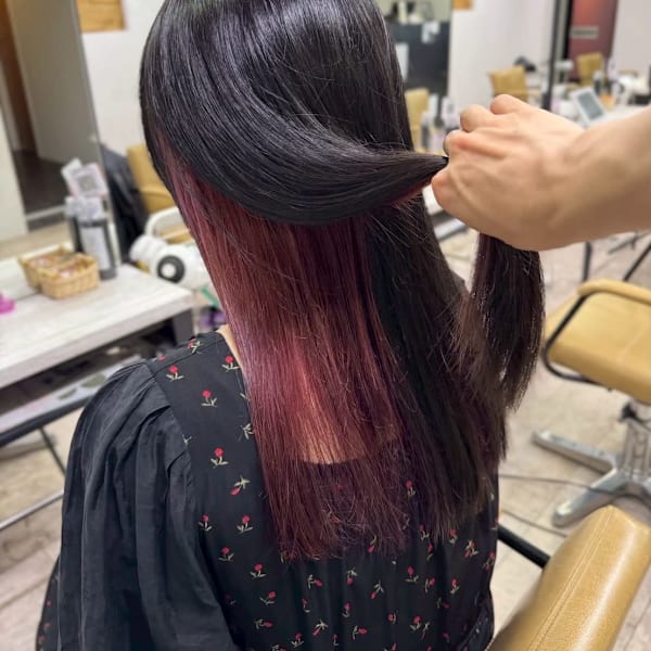 インナーカラーワインレッドカラーブリーチカラー|agir hair 所沢 【アジールヘア】 所沢プロペ通り店