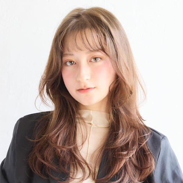 韓国風レイヤーカールロング|HAIR & MAKE EARTH あがり浜店