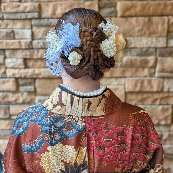 袴お着付けヘアアレンジシニヨン