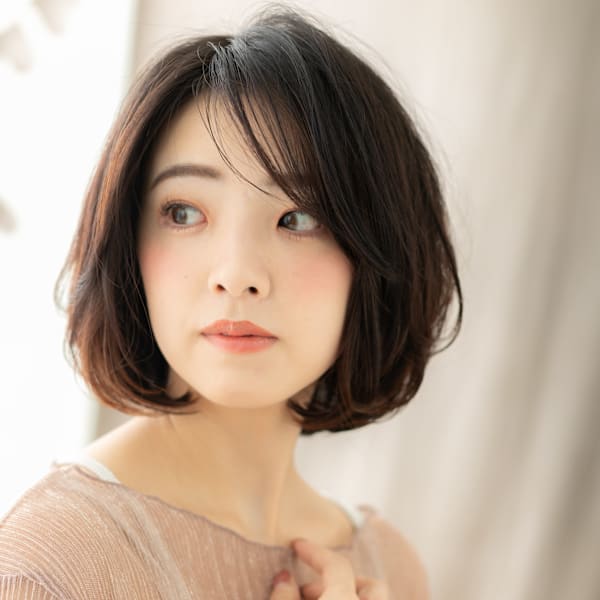 ダークアッシュカーテンバング抜け感ハッシュボブ30代40代