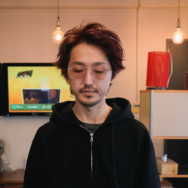 アップバングショート×赤髪