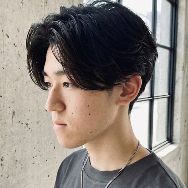メンズ柔らか質感の大人センターパート♯40