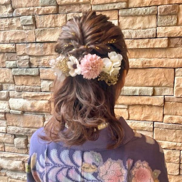 卒業式ハーフアップ