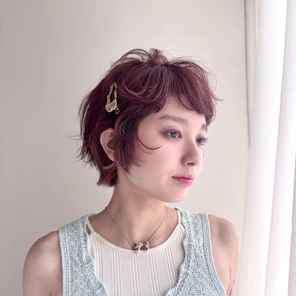 暖色カラー×ナチュラルパーマショート