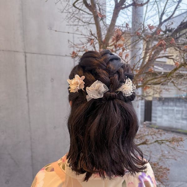 多毛さんにもぴったり編み込みハーフアップ