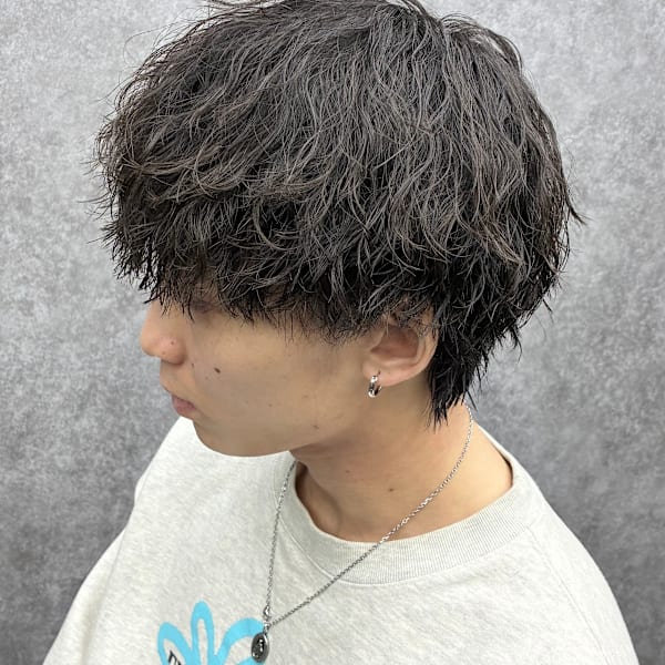 ツイストスパイラルパーマ縦落ちパーママッシュスタイル眉毛