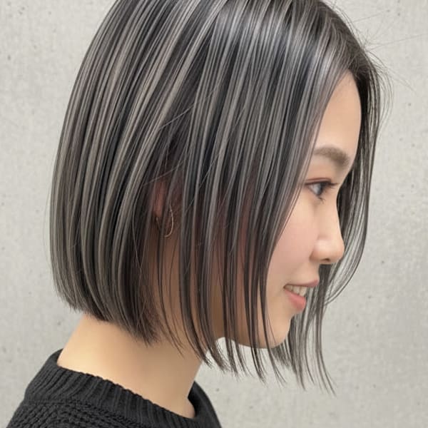 おしゃれな大人のストレートボブ×ハイライト バレイヤージュ