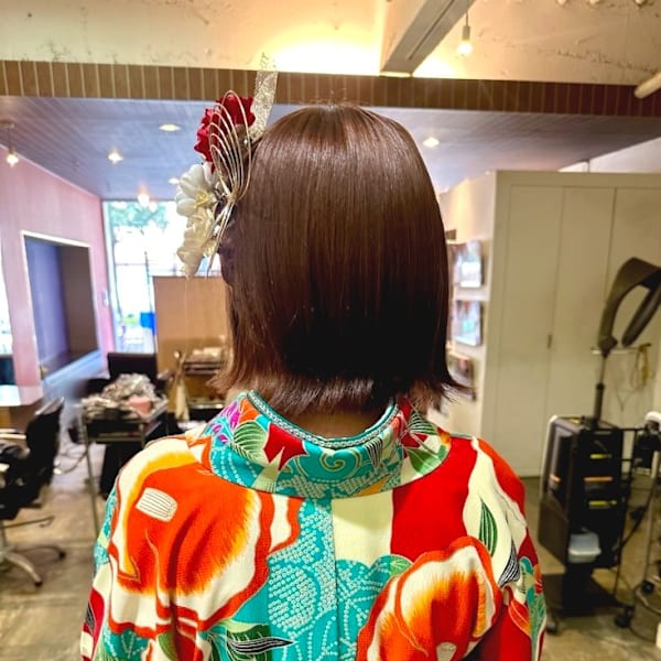 卒業式 袴着付けショート 外ハネボブ