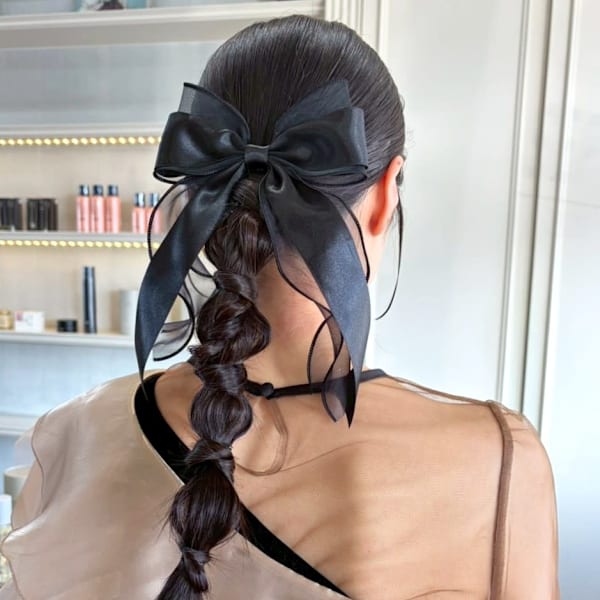 編み込み 編み下ろし タイト 結婚式 ヘアアレンジ 韓国風