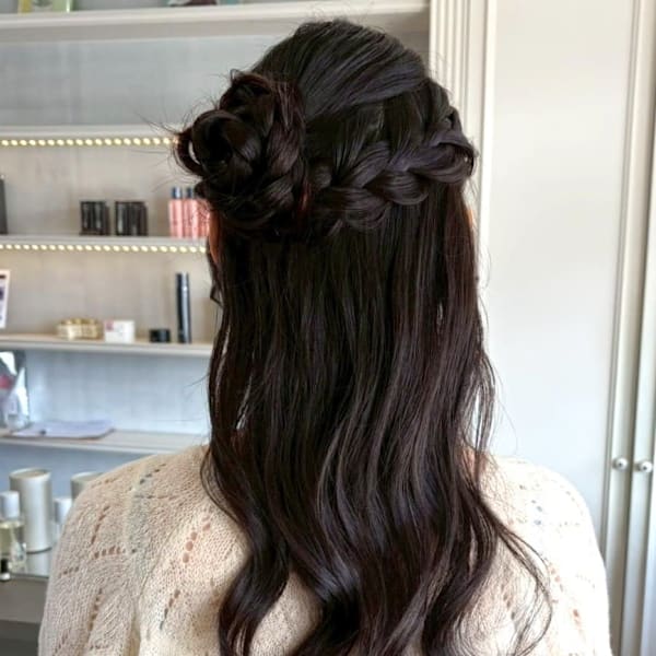ハーフアップ 編み込み ヘアセット くるみちゃんヘア