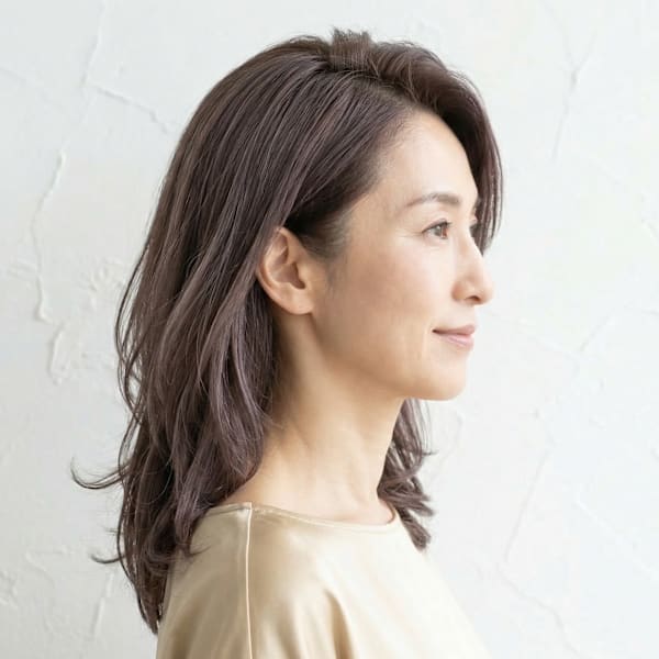 大人上品、トップふんわり、簡単ミディアムレイヤー