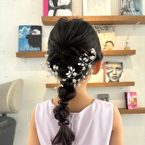 子供ヘアセット結婚式あみ下ろしアレンジ