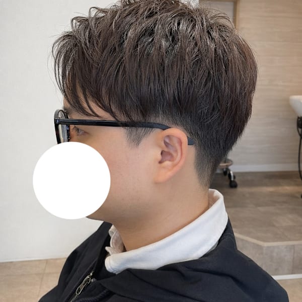 ショート×スポットパーマ