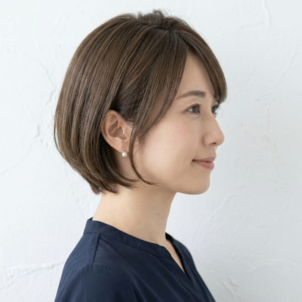 大人上品ショートボブ｜お悩み解決カット×白髪ぼかしグレージュ|コミュニティサロン と和(巣鴨/髪質改善/白髪染め/白髪ぼかし/ノンジアミン/縮毛矯正)