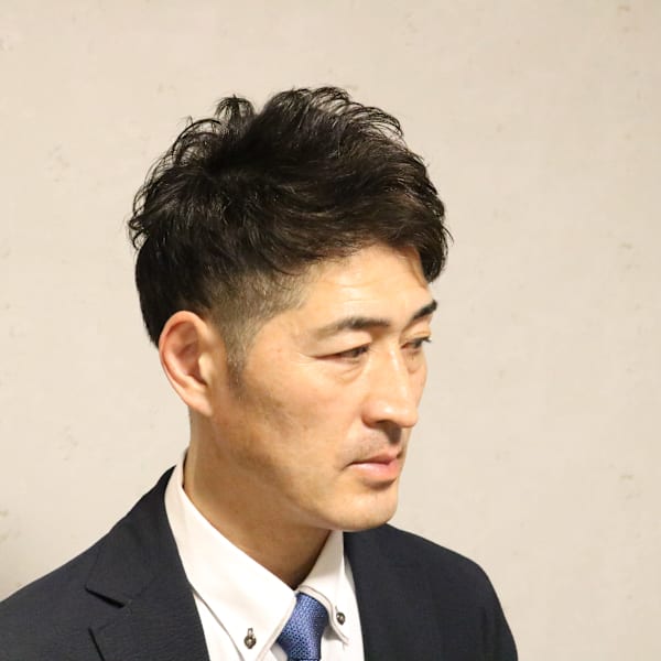 メンズビジネスショート×パーマ