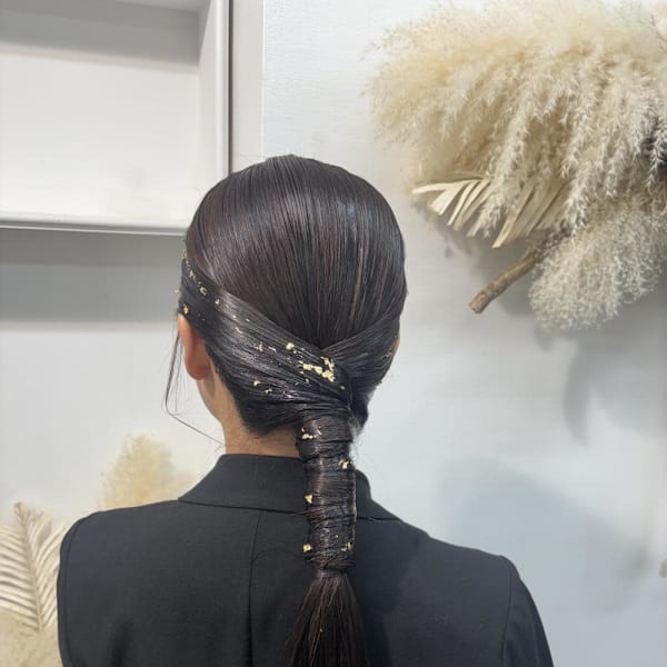 編み下ろしアレンジ/タイトヘアアレンジ/結婚式お呼ばれヘア