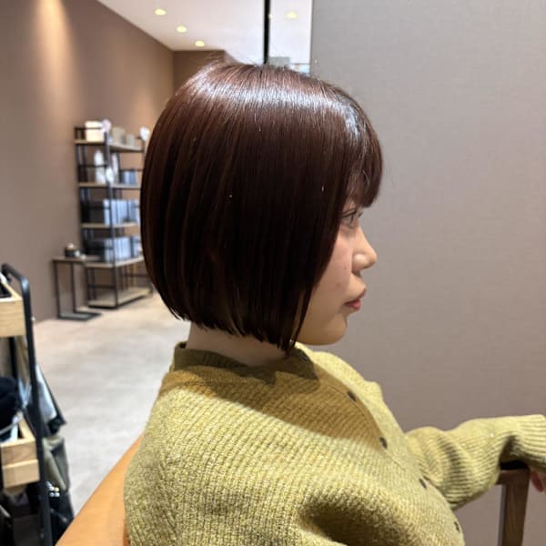 20代⭐チェリーレッドブラウン ボブ