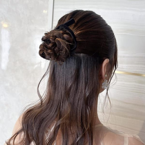 《あやね》ヘアセット/お花×ハーフアップ