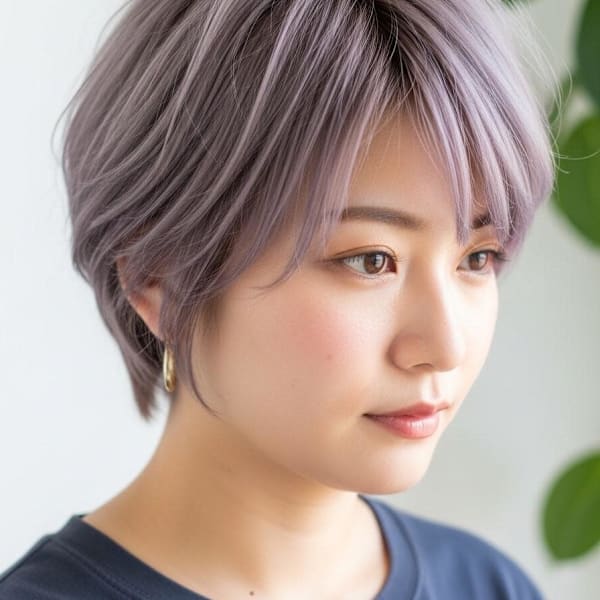 シャギーショート/ラベンダーグレー/大人可愛い/ボーイッシュ